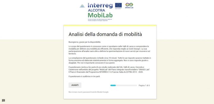 Immagine rappresentativa della sezione questionario sulla mobilità